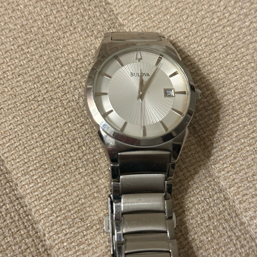 Bulova Stainless Steel Watch with Date Display